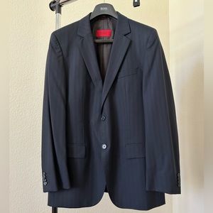 Hugo Boss Striped Navy Blue Suit Jacket